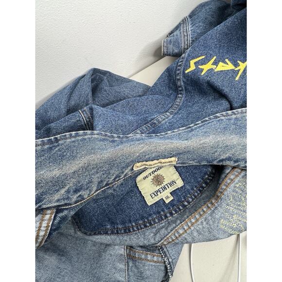 Vintage Iron Range Yellow Jackets Outdoor Expedition Denim Jacket Retro Size XXL - Picture 8 of 10